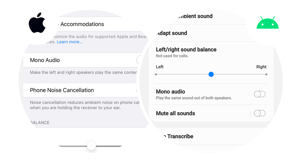 How to change audio settings on apple and android