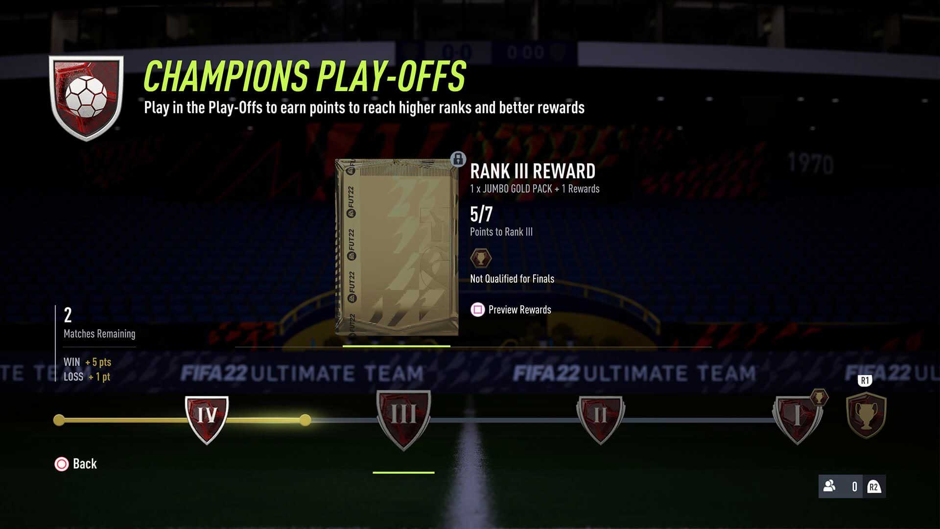 FIFA 22 screenshot of Champions Play-Offs screen