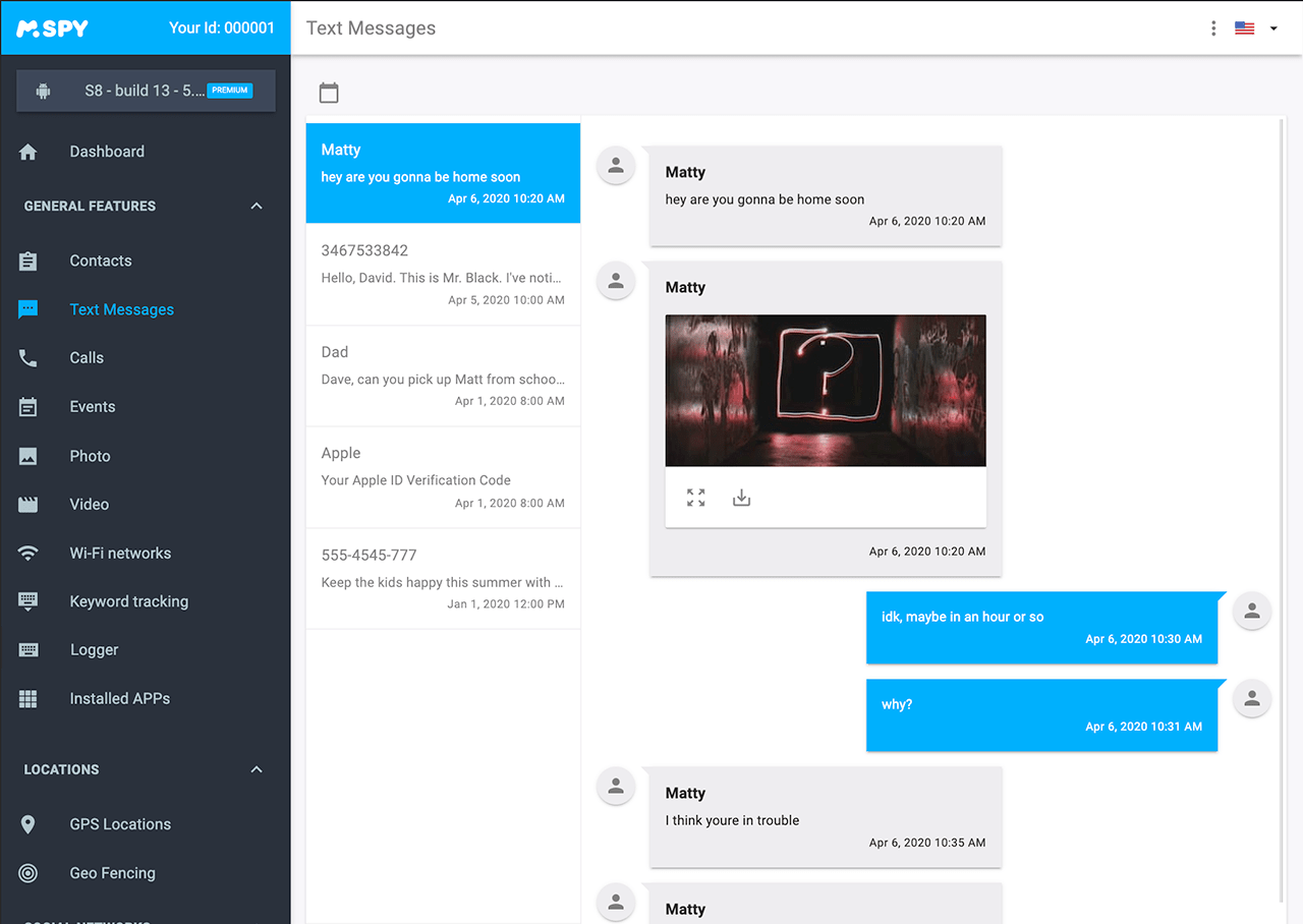 N Ayrshire Virtual Training Courses FB Dashboard of mSpys ability to read text messages
