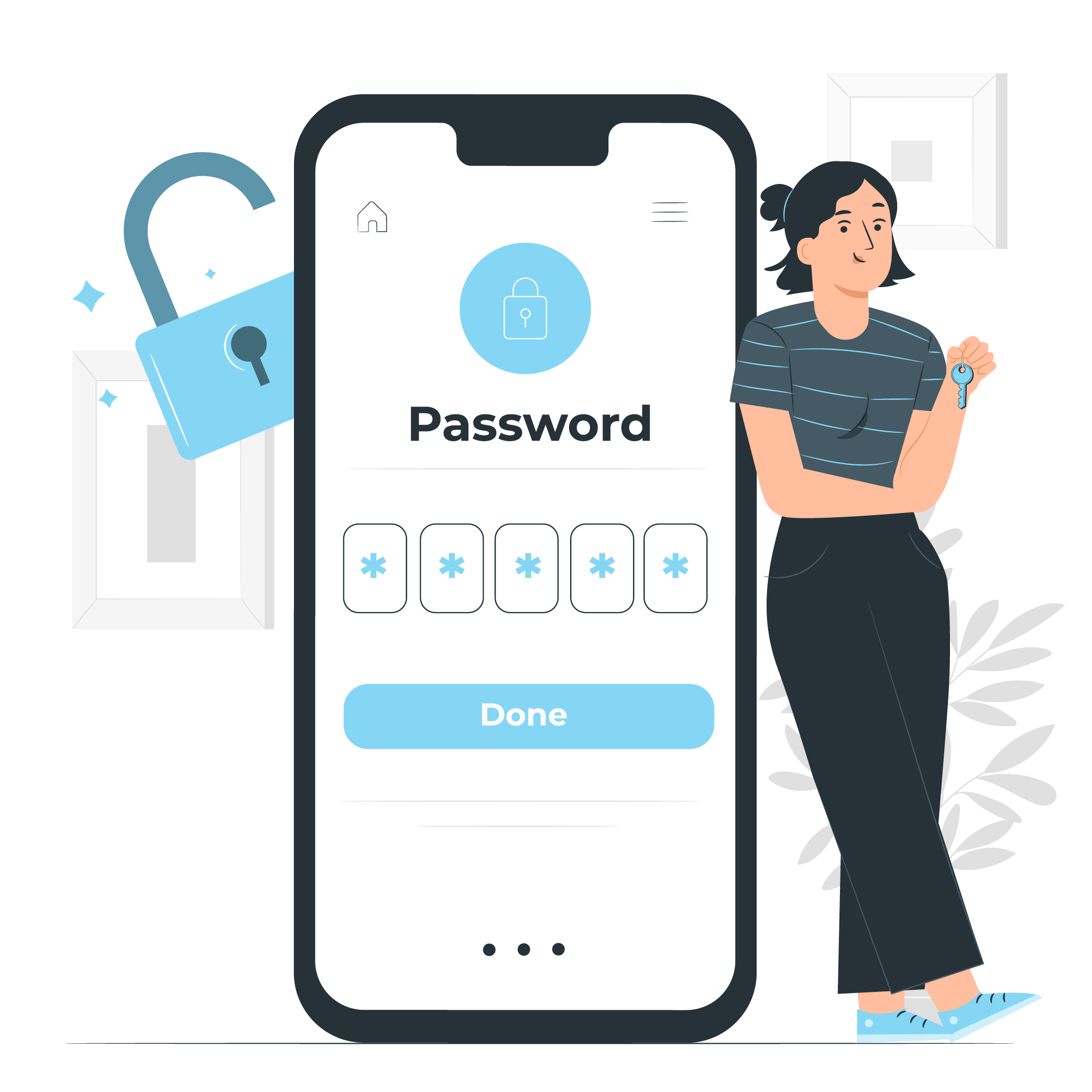 illustration of password settings on a phone