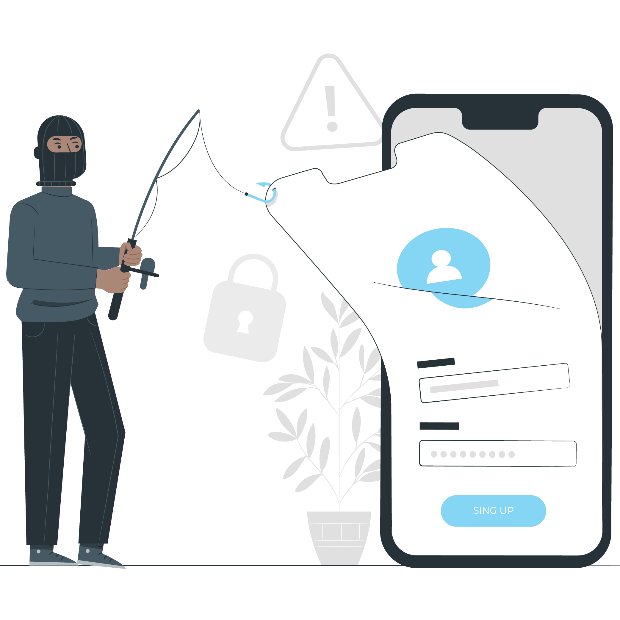 illustration of a phishing scam